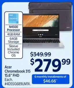 Walmart Acer Chromebook 315 15.6 FHD offer