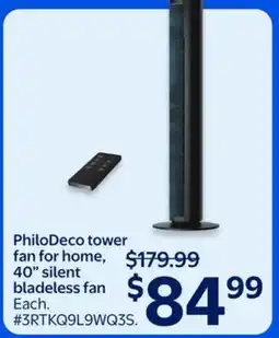 Walmart PhiloDeco tower fan for home, 40 silent bladeless fan offer