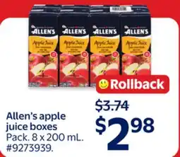 Walmart Allen's apple juice boxes offer