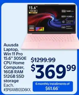 Walmart Auusda Laptop, Win 11 Pro 15.6 3050E CPU Home Computer, 16GB RAM 512GB SSD storage offer