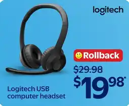 Walmart Logitech USB computer headset offer