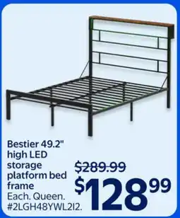 Walmart Bestier 49.2 high LED storage platform bed frame offer