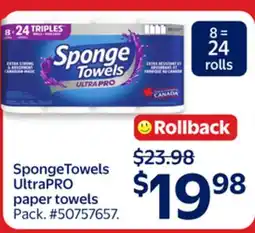 Walmart SpongeTowels UltraPRO paper towels offer