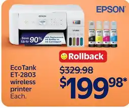 Walmart EPSON EcoTank ET-2803 wireless printer offer