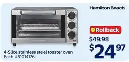 Walmart Hamilton Beach 4-Slice stainless steel toaster oven offer
