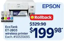 Walmart Epson Eco Tank ET-2803 wireless printer offer