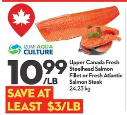 Longo's Upper Canada Fresh Steelhead Salmon Fillet or Fresh Atlantic Salmon Steak offer