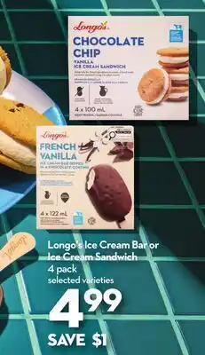 Longo's Ice Cream Bar or Ice Cream Sandwich offer