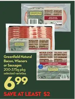 Longo's Natural Bacon, Wieners or Sausages offer