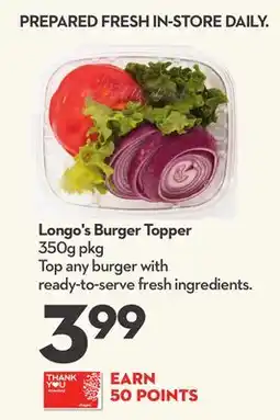Longo's Burger Topper offer