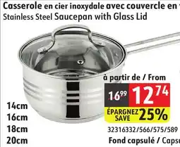 Sushi Shop Stainless Steel Saucepan with Glass Lid offer