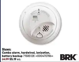 RONA BRK Combo alarm, hardwired, ionization, battery backup offer