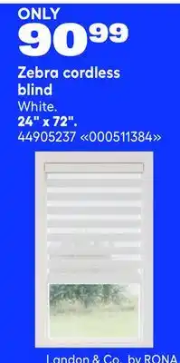 RONA Landon & Co. by RONA Zebra cordless blind White 24x72 offer