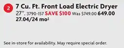 Home Hardware 7 Cu. Ft. Front Load Electric Dryer offer