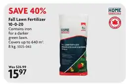 Home Hardware Fall Lawn Fertilizer 10-0-20 offer