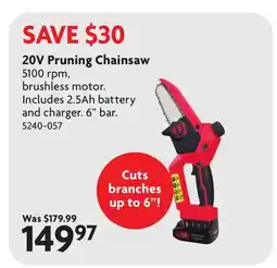Home Hardware 20V Pruning Chainsaw offer