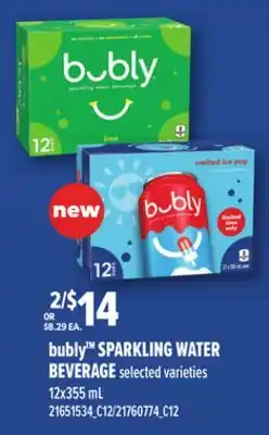 Loblaws BUBLY SPARKLING WATER BEVERAGE offer