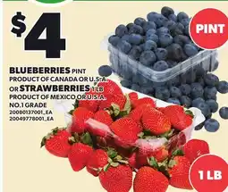 Loblaws BLUEBERRIES PINT OR STRAWBERRIES 1 LB offer