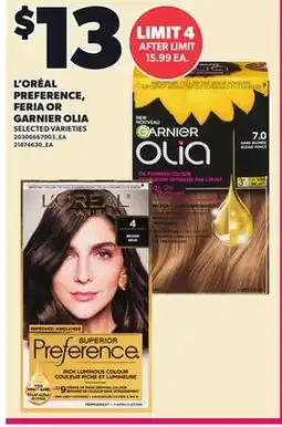 Loblaws L'OREAL PREFERENCE FERIA OU GARNIER OLIA offer