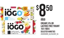 Loblaws iÖGO CREAMY, 0% OR LACTOSE-FREE YOGURT offer