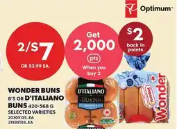 Loblaws WONDER BUNS 8'S OR D'ITALIANO BUNS offer