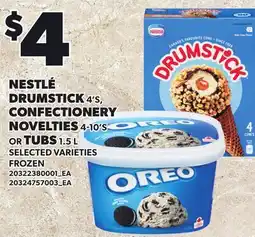 Loblaws NESTLÉ DRUMSTICK, 4'S, CONFECTIONERY NOVELTIES, 4-10'S OR TUBS offer