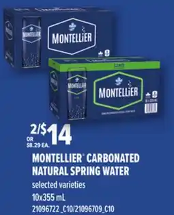 Loblaws MONTELLIER CARBONATED NATURAL SPRING WATER offer