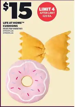 Loblaws LIFE AT HOME CUSHIONS offer