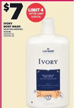 Loblaws IVORY BODY WASH, 1035_ML offer