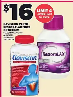 Loblaws GAVISCON, PEPTO, RESTORALAX FIBRE OR NEXIUM offer
