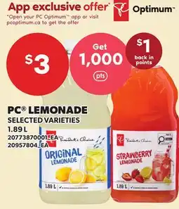 Loblaws PC LEMONADE offer