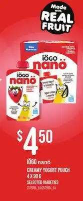 Loblaws IÖGO NANO CREAMY YOGURT POUCH offer