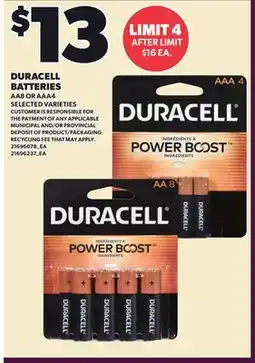 Loblaws DURACELL BATTERIES offer