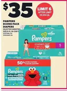 Loblaws PAMPERS ECONO PACK DIAPERS, SIZE N-8, 58-200'S offer