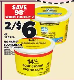 Loblaws NO NAME SOUR CREAM offer