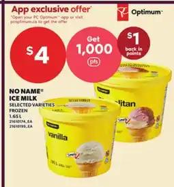 Loblaws NO NAME ICE MILK offer