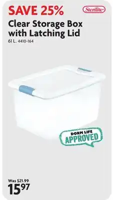Home Hardware Clear Storage Box with Latching Lid offer