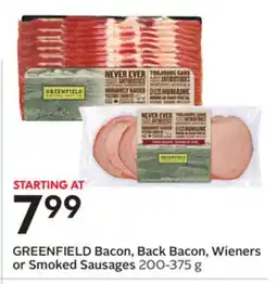Sobeys Bacon, Back Bacon, Wieners or Smoked Sausages offer