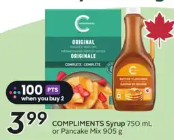 Sobeys COMPLIMENTS Syrup offer