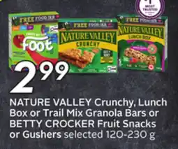 Sobeys Crunchy, Lunch Box or Trail Mix Granola Bars or BETTY CROCKER Fruit Snacks or Gushers offer