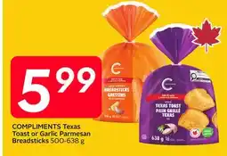 Sobeys COMPLIMENTS Texas Toast or Garlic Parmesan Breadsticks offer