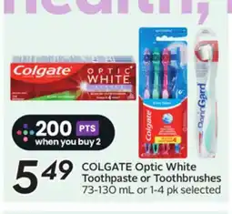 Sobeys Optic White Toothpaste or Toothbrushes offer