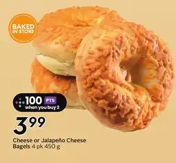 Sobeys Cheese or Jalapeño Cheese Bagels offer