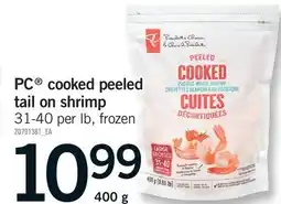 Fortinos PC COOKED PEELED TAIL ON SHRIMP, 31-40 PER LB offer