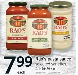 Fortinos RAO'S PASTA SAUCE, 410/660 ML offer