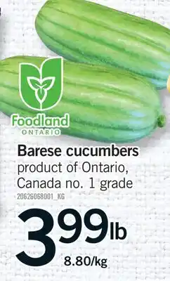 Fortinos BARESE CUCUMBERS offer