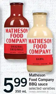 Fortinos MATHESON FOOD COMPANY BBQ SAUCE offer