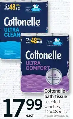 Fortinos COTTONELLE BATH TISSUE, 12=48 ROLLS offer