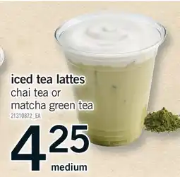 Fortinos ICED TEA LATTES, MEDIUM offer