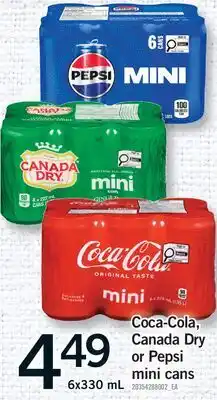 Fortinos COCA-COLA, CANADA DRY OR PEPSI MINI CANS offer
